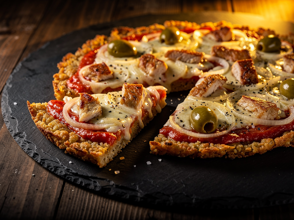 Pizza z kalafiorowym spodem i indykiem